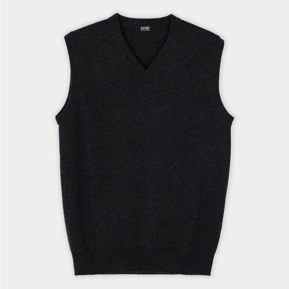GOBI Mongolian Cashmere Men’s Vest in Charcoal Size 3XL